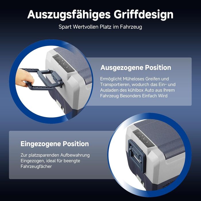 Автомобільний компресорний холодильник AAOBOSI 50л з Wi-Fi, 12/24V та 220V, охолодження до -20°C для авто, вантажівок, кемпінгу, з двома зонами