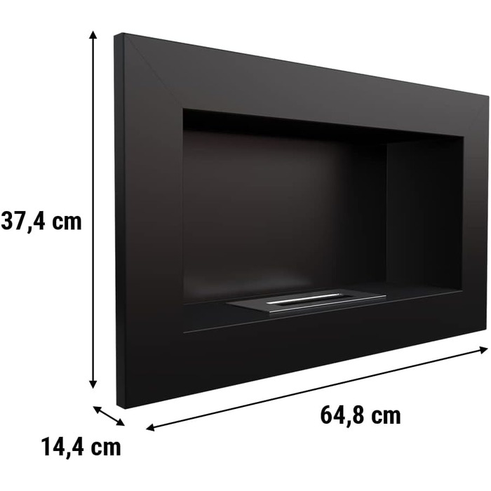 Камін Камін Настінний Гольф чорний 374x648мм TV протестований без скління