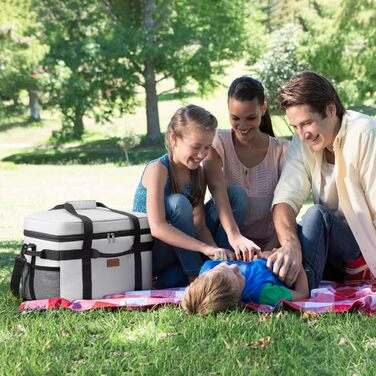 Термосумка-холодильник Lifewit 30л для пікніка, їжі та напоїв (Сріблясто-сіра) - Складана, ізольована сумка-холодильник для роботи, кемпінгу