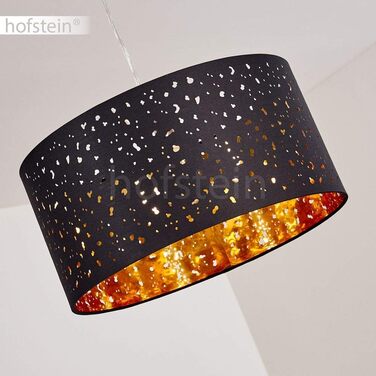 Сучасний підвісний світильник з металу/текстилю чорного/золотого кольору, Ø 40 см, висота макс. 170 см, цоколь E27, без лампочки