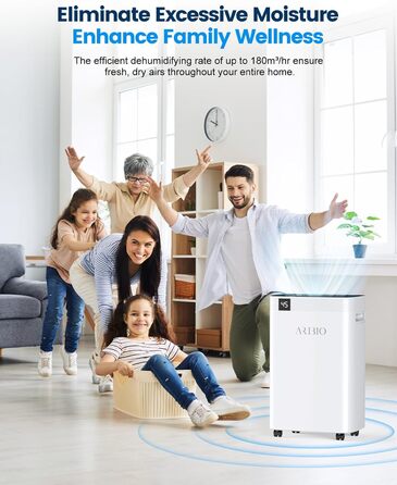 Електричний осушувач повітря Tag Hochleistungs, 20 л/день, з функцією сушки білизни, таймером та авторозморожуванням, для квартир, ванних кімнат та підвалів