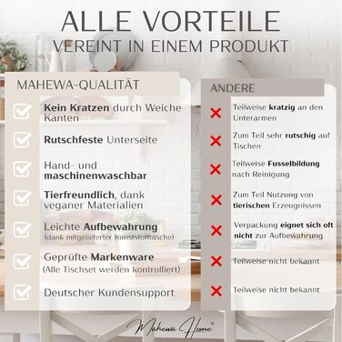 MAHEWA® Преміум-комплект з 6 фетрових серветок для столу (6 шт.) - антиковзаючі, миючі, для посуду