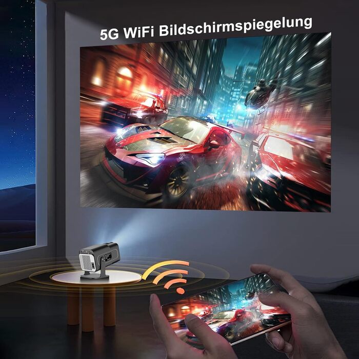 Beamer 4K HY260pro: Міні проєктор для дому та вулиці з WiFi 6, Bluetooth 5.4, Android TV, 180° обертання, 18000 люмен, 5W динамік