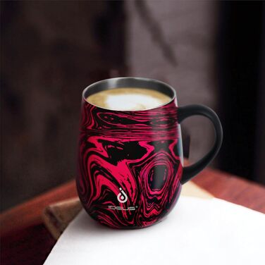 Кружка для кави та чаю Ideus 470 мл з нержавіючої сталі, подвійні стінки, вакуумна ізоляція, з неслизьким ручним тримачем та кришкою-ковпачком, об'єм 470 мл (зелений)