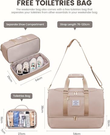 Спортивна сумка LOVEVOOK: дорожня, для вихідних, з культиватором, відділенням для взуття та мокрих речей, водонепроникна, пляжна, сауна, ручна поклажа для спорту та відпочинку, зелена (L, пісочний)