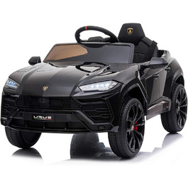 Дитячий електромобіль FINOOS Lamborghini Urus з оригінальною ліцензією, 12V акумулятор, вертикальні двері, 2 мотори, радіоуправління, чорний, для дітей 1-4 років