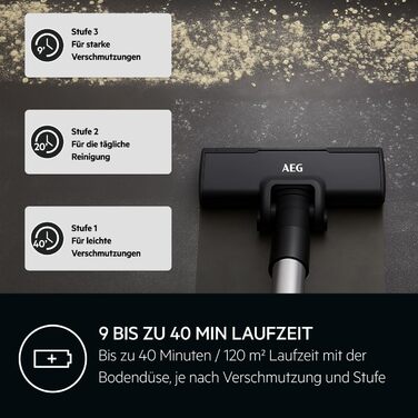 Акумуляторний пилосос AEG Serie 7000 Granitgrau: потужний, легкий (2,2 кг), ергономічний, з 70% перероблених матеріалів, до 50 хв роботи, 120 м², 2в1, 5-рівнева фільтрація, для всіх типів підлоги, автоматичний, сірий, AP71UB14AM