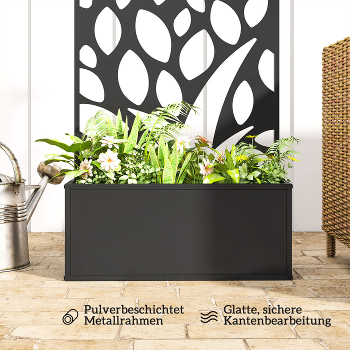 Підвищене грядка з металу з опорою для ліан, для кріплення до стіни або вільного розміщення, ящик для вирощування рослин з екраном приватності.