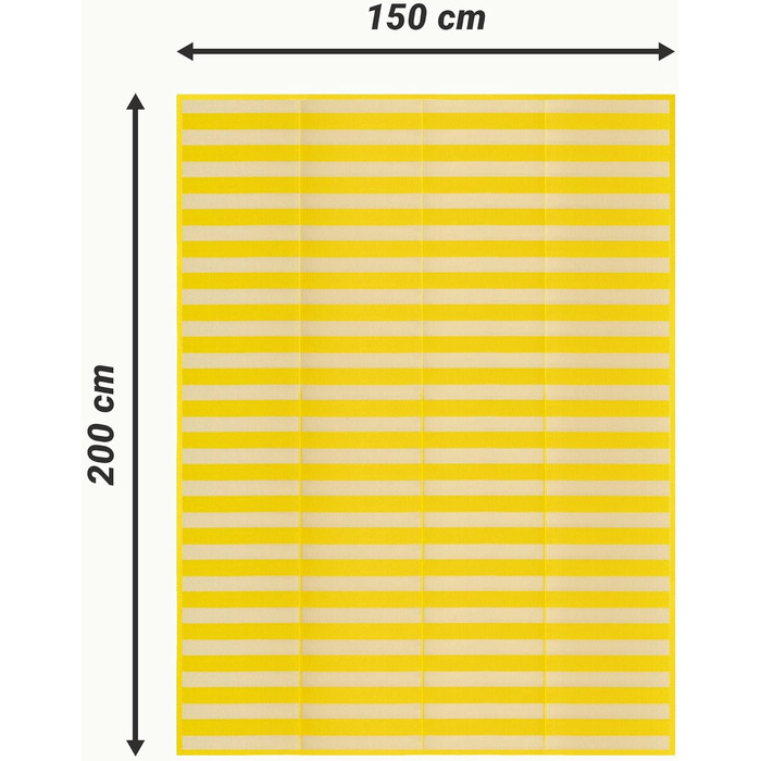 Пляжний килимок JEMIDI 150x200см складний - Килимок для пляжу - портативний легкий великий - пляжний килимок Пляжна ковдра Ковдра для пікніка - смугаста (жовта)