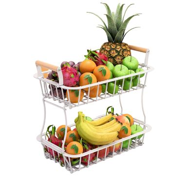 Relaxdays Двоярусний металевий фрутниця з ручками