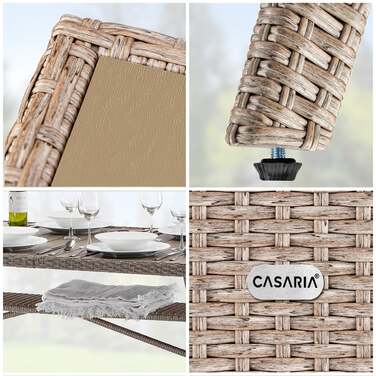 Стіл садовий з поліротанга Takeo Cream 190x90x75см WPC