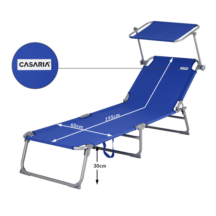 Шезлонг Hawaii Blue Alu 195x60x30см