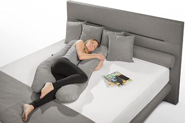 Подушка для вагітних Sleepling, подушка для сну на боці, Body Pillow U-подібної форми, сірий, 140 x 75 x 20 см, мікрофібра, знімний чохол, Ökotex, Made in EU