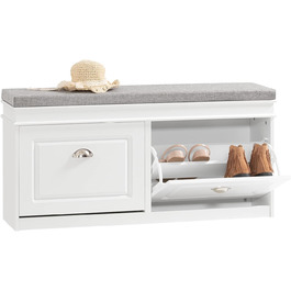 Полка для взуття SoBuy з сидінням, білий, 104x52x24 см, FSR64-W