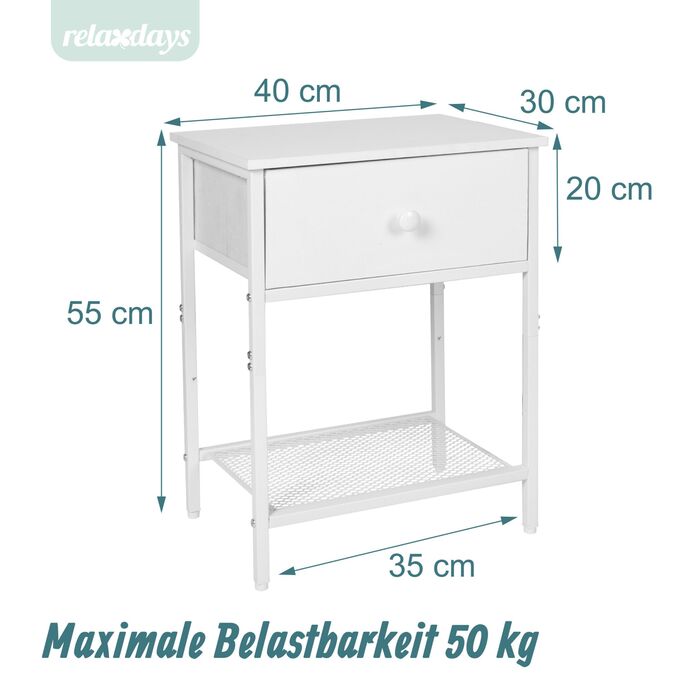 Набір приліжкових тумбочок Relaxdays (2 шт.) з ящиком та полицею