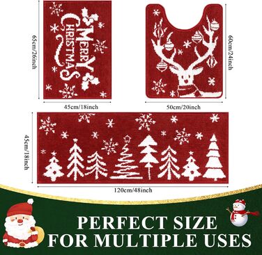 Набір килимків для ванної кімнати 3 шт. М'який плюш, антиковзаючі, для туалету, під душ, 45x65 см + 45x120 см + 50x60 см