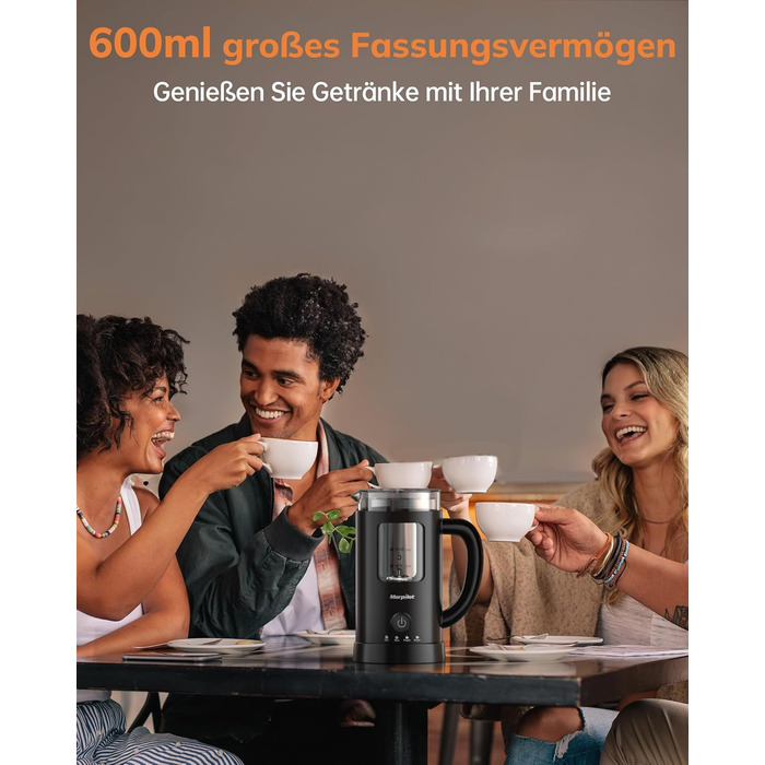 Електричний піноутворювач для молока Morpilot 4-в-1, 550W, 600мл, чорний