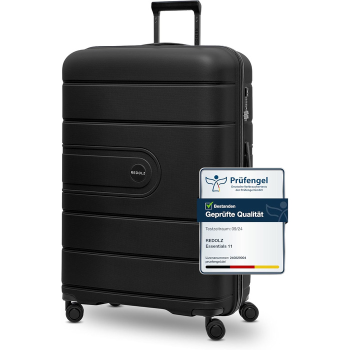 Візок REDOLZ Hard Shell XL 77 см, легкий поліпропілен, 4 подвійних колеса & TSA, чорний