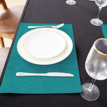 Набір тканинних серветок Rinpon, 8 шт., льон, для столу, машинного прання, стійкі до високих температур, не мнуться, товстий поліестер, блакитно-зелений