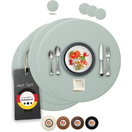 Набори серветок Garnier® з екошкіри, 4 шт. – Миючі, стабільні, протиковзкі – З екологічно чистої переробленої шкіри, Made in Germany (круглі), сірі