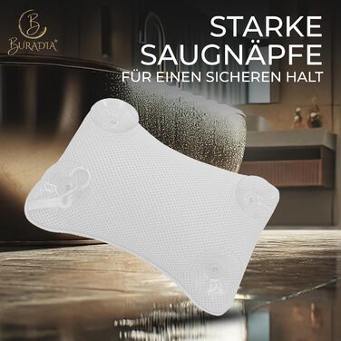 Подушка для ванни з сіткою для прання - Максимальний комфорт та розслаблення з новітньою технологією Air Mesh - Подушка для ванни з 4 міцними присосками - Підтримка шиї/голови (Білий)