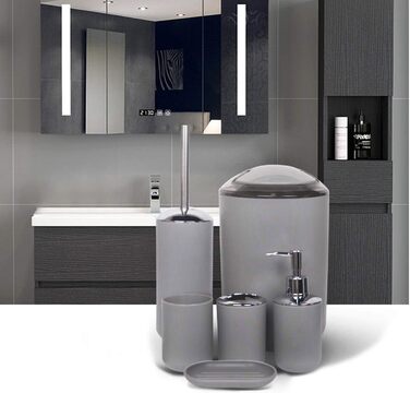 Набір аксесуарів для ванної кімнати CERBIOR, 6 шт. (Морська блакить/Королівська блакить/Сірий): мильниця, тримач для зубних щіток, стакан для зубних щіток, мильниця