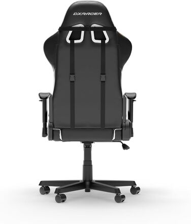 Крісло геймерське DXRacer Formula L з PVC шкірою, чорно-біле, ергономічне, для ПК (FD23)