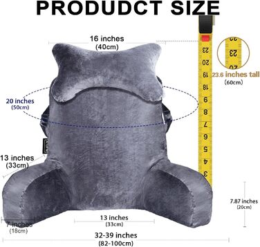 Підголівник для ліжка з кишенею, сірий - зручний диванчик для читання, перегляду телевізора та ігор