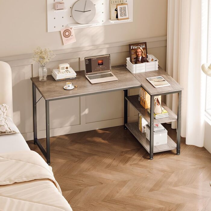 Комп'ютерний стіл Coleshome для геймінгу, кутовий, з обертовим ящиком, 120x70 см (сірий)