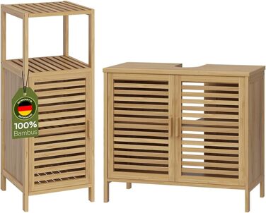 Шафа для ванної кімнати Bellamio Newa Badregal – бамбукова шафа з 5 полицями, 140x33x33 см