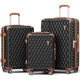 Набір валіз Melalenia 3 шт. з жорсткою обшивкою, чорний (M 53см + L 63см + XL 73см), з TSA замком та 4 колесами