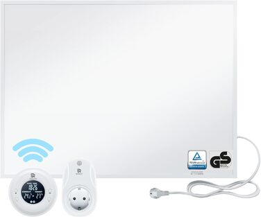 Інфранічний обігрівач BR Bringer 450 Вт з термостатом та пультом дистанційного керування - Економний інфрачервоний електрообігрівач. 5 років гарантії, TÜV GS, німецька якість (білий)