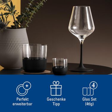 Набір келихів Villeroy & Boch Manufacture Rock (4 шт, 300 мл) - келих для лонгдрінку, коктейльних напоїв, кришталеве скло, ручна розпис, з матовим дном