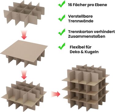 SALCAR Коробка для зберігання новорічних прикрас з відділеннями, 64 шт, червона