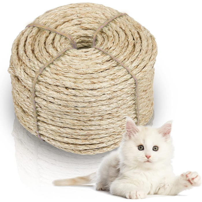 Відірвана мотузка з сизалю для котячого дерева, мотузка з сизалю 8 мм (60 метрів), мотузка з натуральної конопель, для котячого дерева захист іграшок з когтеточкою для кішок Садове прикраса і вироби та аксесуари для кішок 8 мм 60 м