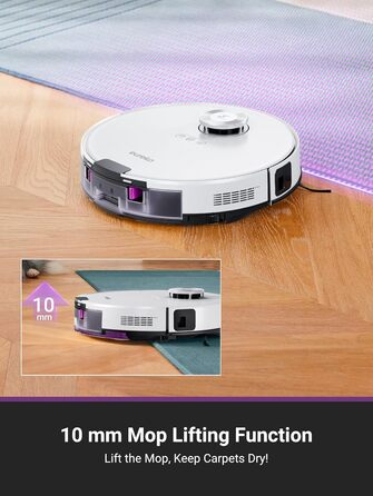 Робот-пилосос EUREKA E20 Plus з самостійною станцією спустошення, 8000Pa, функція миття підлоги, 45 днів автономної роботи, захист від заплутування волосся, AI 3D уникнення перешкод, підходить для світлих підлог