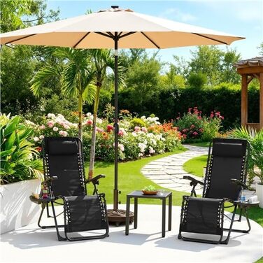 Розкішна розкладна шезлонг Yaheetech для саду, балкону та пляжу з подушкою та тримачем для напоїв (Чорний)