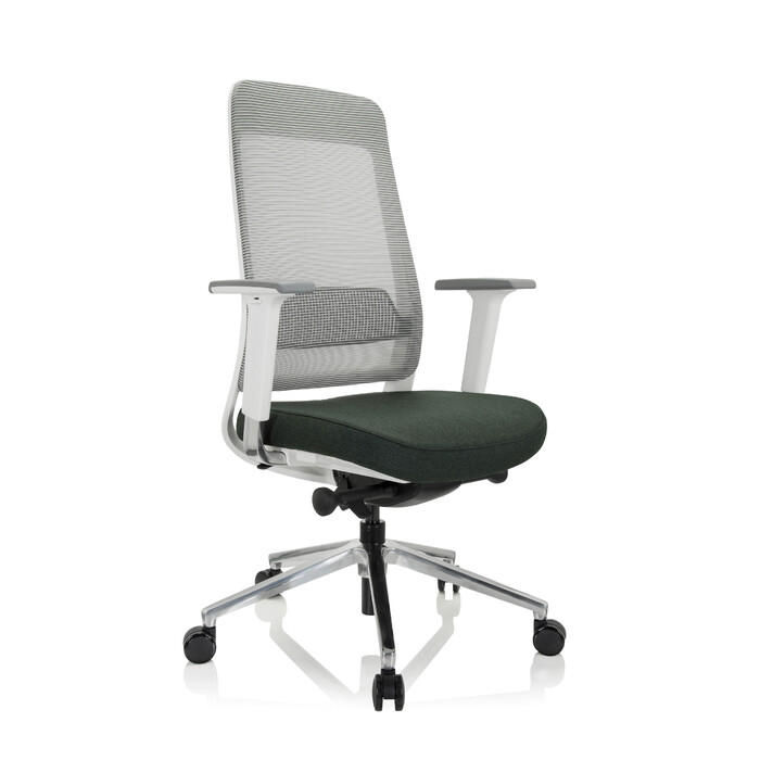Офісне крісло / поворотне крісло CHIARO T2 WHITE сітка / тканина темно-зелений / сірий hjh OFFICE