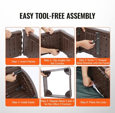 Дерев'яний пісочниця VEVOR з кришкою, восьмигранний, на 4 місця з підкладкою, для дітей 3-12 років, для саду, подарунок для хлопчиків та дівчаток (пластик + квадрат)