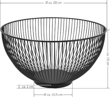 Дротяний кошик для фруктів овальний, Ø 28 x 15 см, чорний матовий (50 символів)