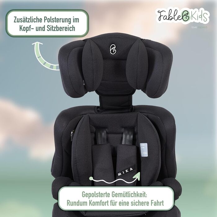 Автокрісло Kinderautositz 9-36 кг, 3-точкова система безпеки, для дітей 15 місяців, чорний колір, регульована підголовник, ECE R129/03