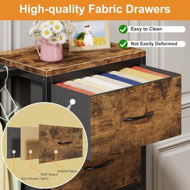 Комод 111 см з 4 висувними ящиками з тканини, з вішалкою, для спальні, вітальні, передпокою, дерев'яний, подарунок