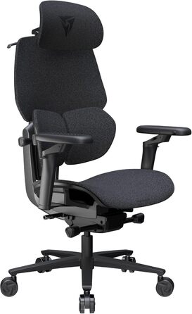 Ігровий крісло ThunderX3 Flex Pro Loft сірого кольору | Ергономічне офісне крісло з тканинною оббивкою, регулювання 19D, 5D підлокітники, механізм SYNC6, дихаюча тканина, для офісу та геймінгу