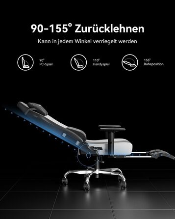 Ігровий крісло AutoFull C3: ергономічний дизайн, 2D підлокітники, підставка для ніг, подушки для голови та попереку, чорно-білий матеріал, 150 кг, комфортний