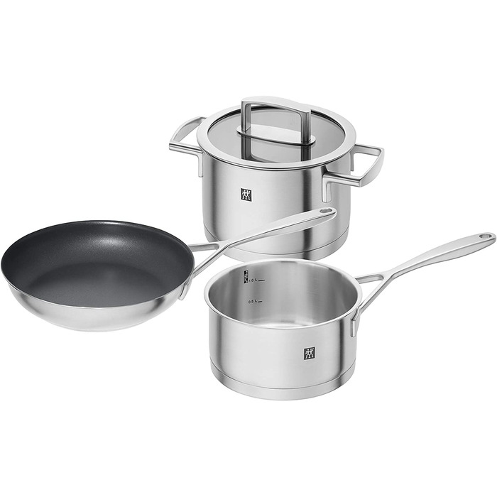 Набір каструль ZWILLING Quadro, 5 предметів, нержавіюча сталь, склокришки, індукційні, без покриття