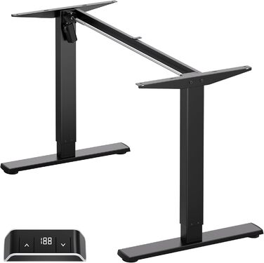 Електричний регульований стіл ONKRON WDF221E-B: чорне металеве підстав'я, для стільниць 120-170 см, до 70 кг