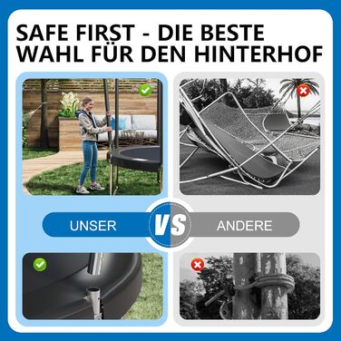 Батут Devoko вуличний Ø183/228/305/366/427 см, з сертифікатом GS, для дітей, садовий батут з сіткою, драбиною та захисним покриттям, чорний 228 см