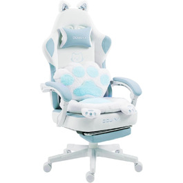 Ігровий крісло Dowinx з підніжкою, комфортний ігровий сідло для ПК, рожево-білий, для дорослих