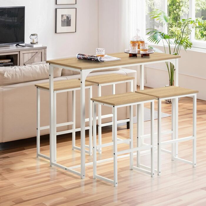 Набір кухонних меблів: стіл та 4 табурети з дуба для кухні та бару