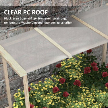 Підвищене грядка з дахом, дренажні отвори, флізелінова підкладка, стійка до погодних умов, сосна, 110x60x152 см